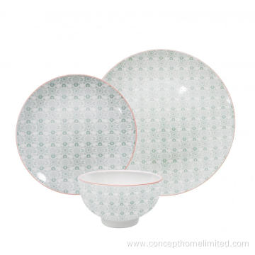 Porcelain dinnerware set with full decal